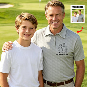 Best Dad By Par Sketch Line Art Father's Day Gift For Husband, Dad - Personalized Polo Shirt