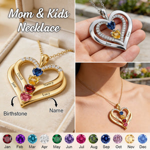 Personalized Kids Birthstone Name Necklace - Gift For Mom Grandma