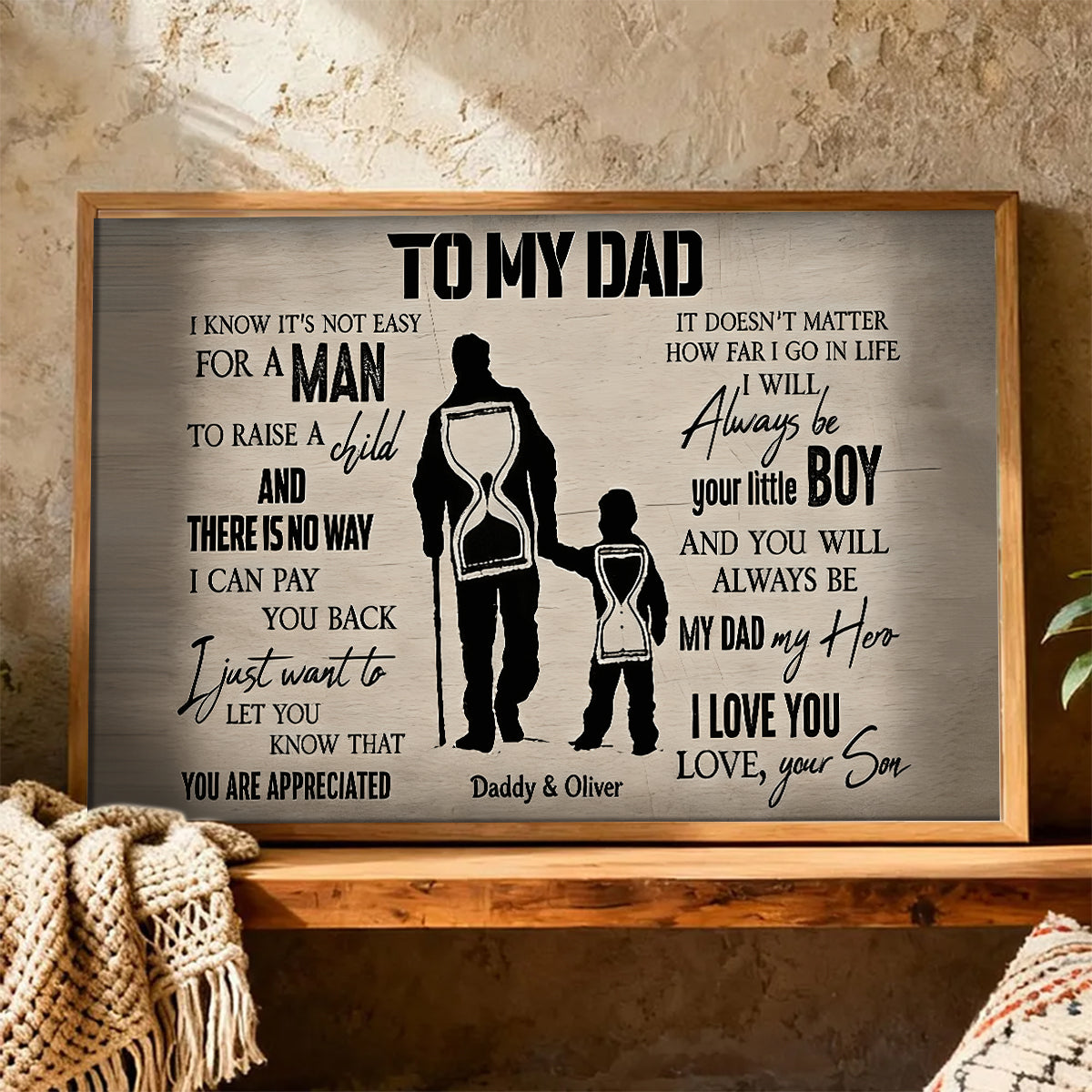 To My Dad From Son - Personalized Canvas Poster- Father's Day Gift, Birthday Gift For Dad, Daddy
