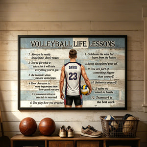 Personalized Volleyball Life Lessons Poster - Inspirational Gift for Young Volleyball Athletes & Sports Families