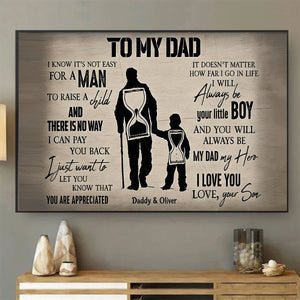 To My Dad From Son - Personalized Canvas Poster- Father's Day Gift, Birthday Gift For Dad, Daddy
