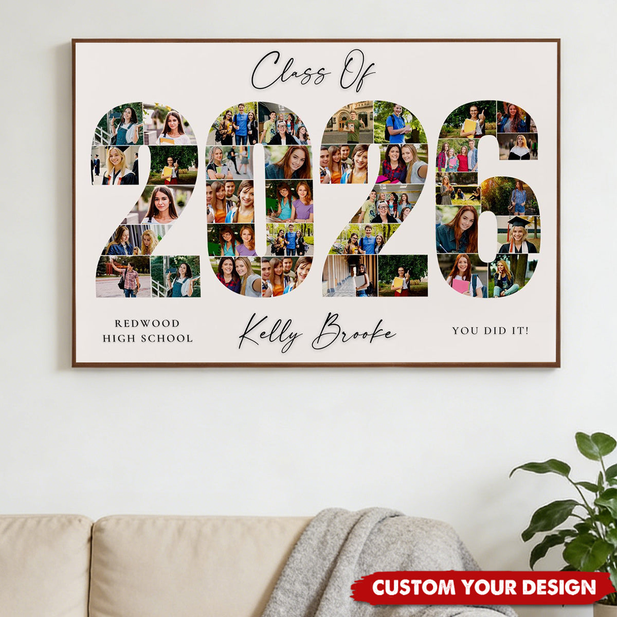 Personalized 2026 Graduation Photo Collage Poster, Class of 2026, Graduation Gift for Seniors
