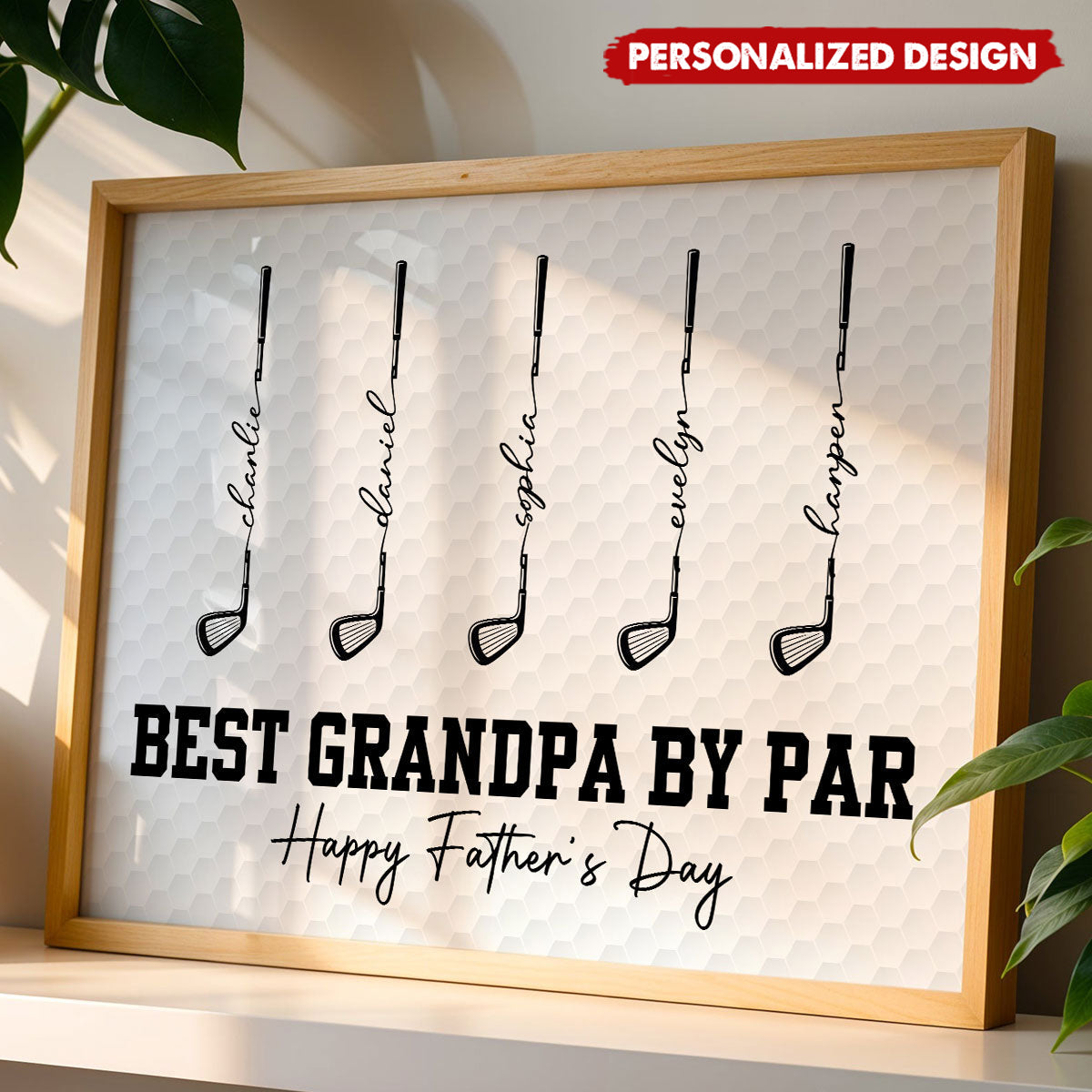 Golf Best Dad Grandpa By Par-Personalized Poster - Father's Day Gift For Dad, Grandpa