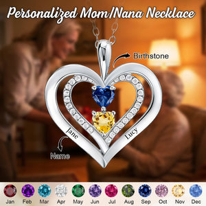 Personalized Kids Birthstone Name Necklace - Gift For Mom Grandma
