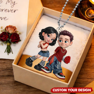 Trendy Y2K Couple Car Ornament - Personalized Gift For Couples