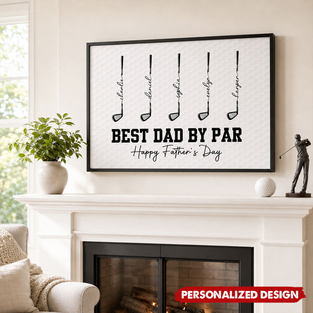 Golf Best Dad Grandpa By Par-Personalized Poster - Father's Day Gift For Dad, Grandpa