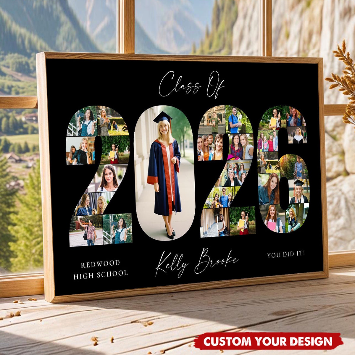 Personalized 2026 Graduation Photo Collage Poster, Class of 2026, Graduation Gift for Seniors