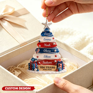Patriotic Personalized Family Ornament 2026 - USA 250th Anniversary Gift For Family