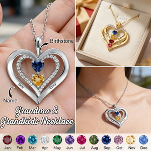 Personalized Kids Birthstone Name Necklace - Gift For Mom Grandma