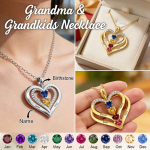 Personalized Kids Birthstone Name Necklace - Gift For Mom Grandma