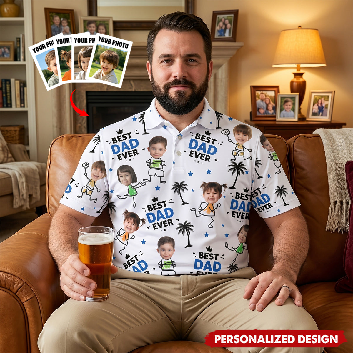 Best Dad Ever-Personalized Polo Shirt-Gift For Dad, Husband, Grandpa