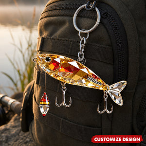 Personalized Stained Glass Fishing Gear Keychain Gift For Fishing Lover