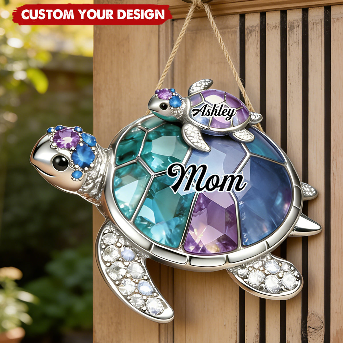 Personalized Grandma-shaped Turtle Wood Sign- Gift For Mom and Grandma