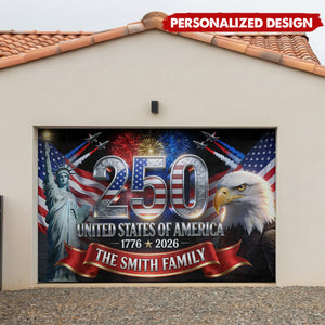 Outdoor Decor America 250th Anniversary-Personalized Independence Day/ 4th of July Garage Door Banner