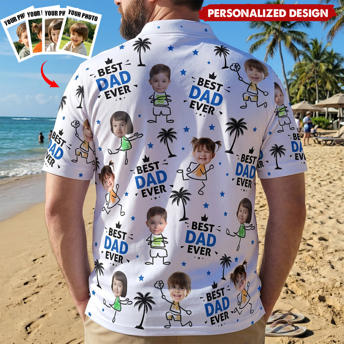 Best Dad Ever-Personalized Polo Shirt-Gift For Dad, Husband, Grandpa