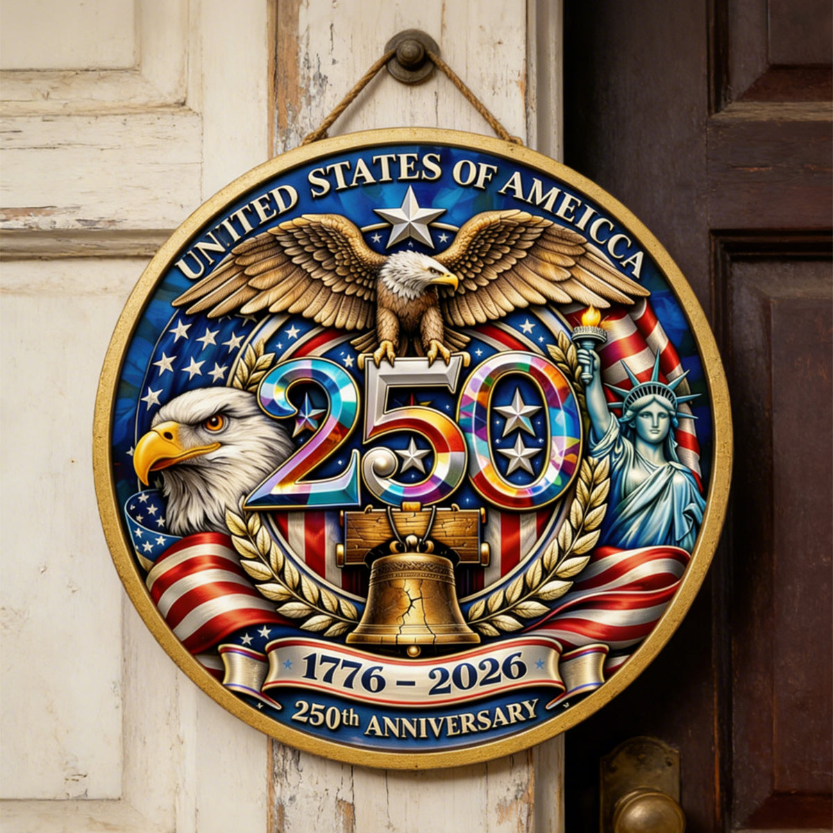 US 250th Anniversary Patriot Wood Sign