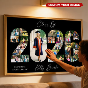 Personalized 2026 Graduation Photo Collage Poster, Class of 2026, Graduation Gift for Seniors