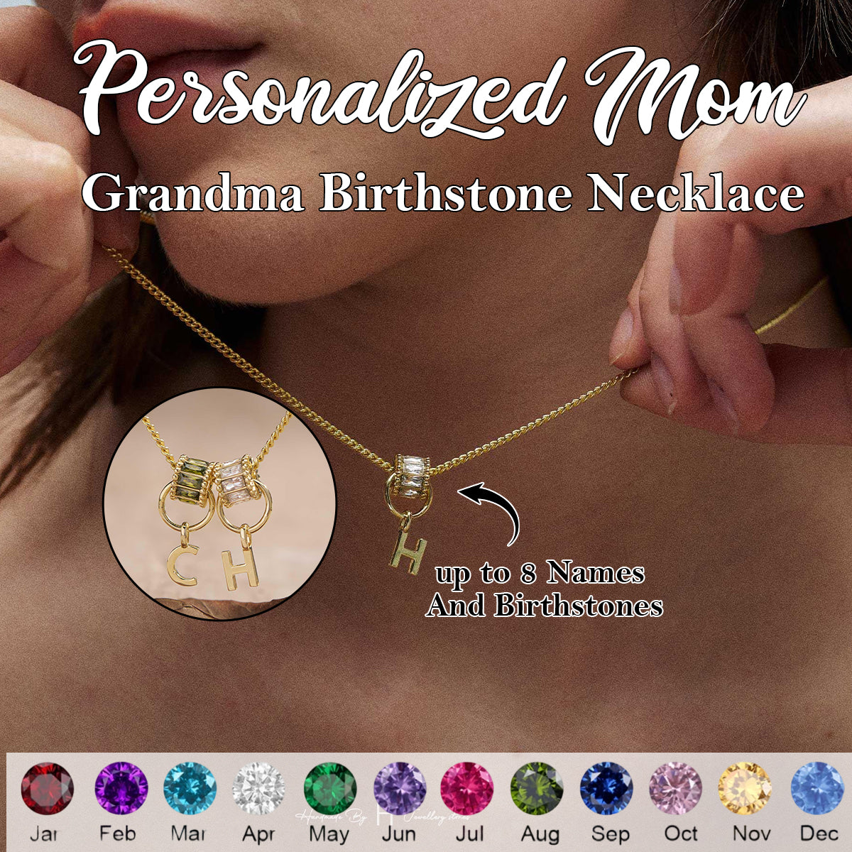 Personalized  Initial Birthstone Necklace-Mothers Day Gift