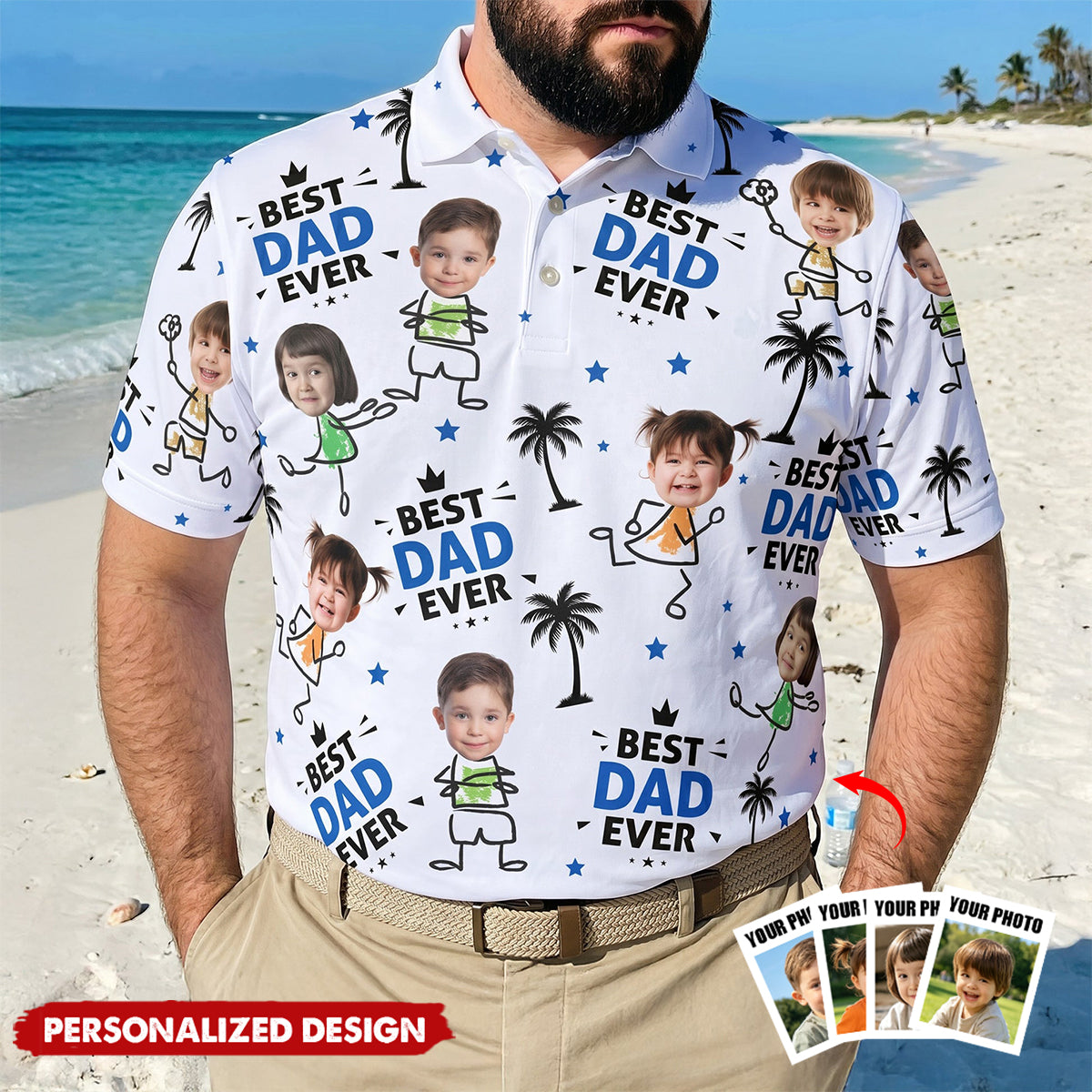 Best Dad Ever-Personalized Polo Shirt-Gift For Dad, Husband, Grandpa