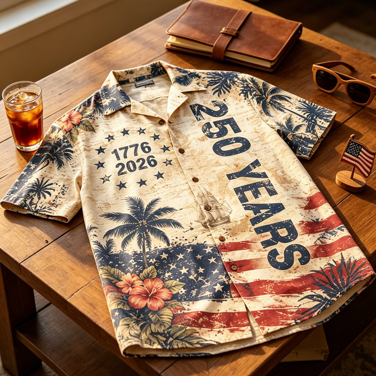 250 Years Vintage US Independence Day Aloha Shirt
