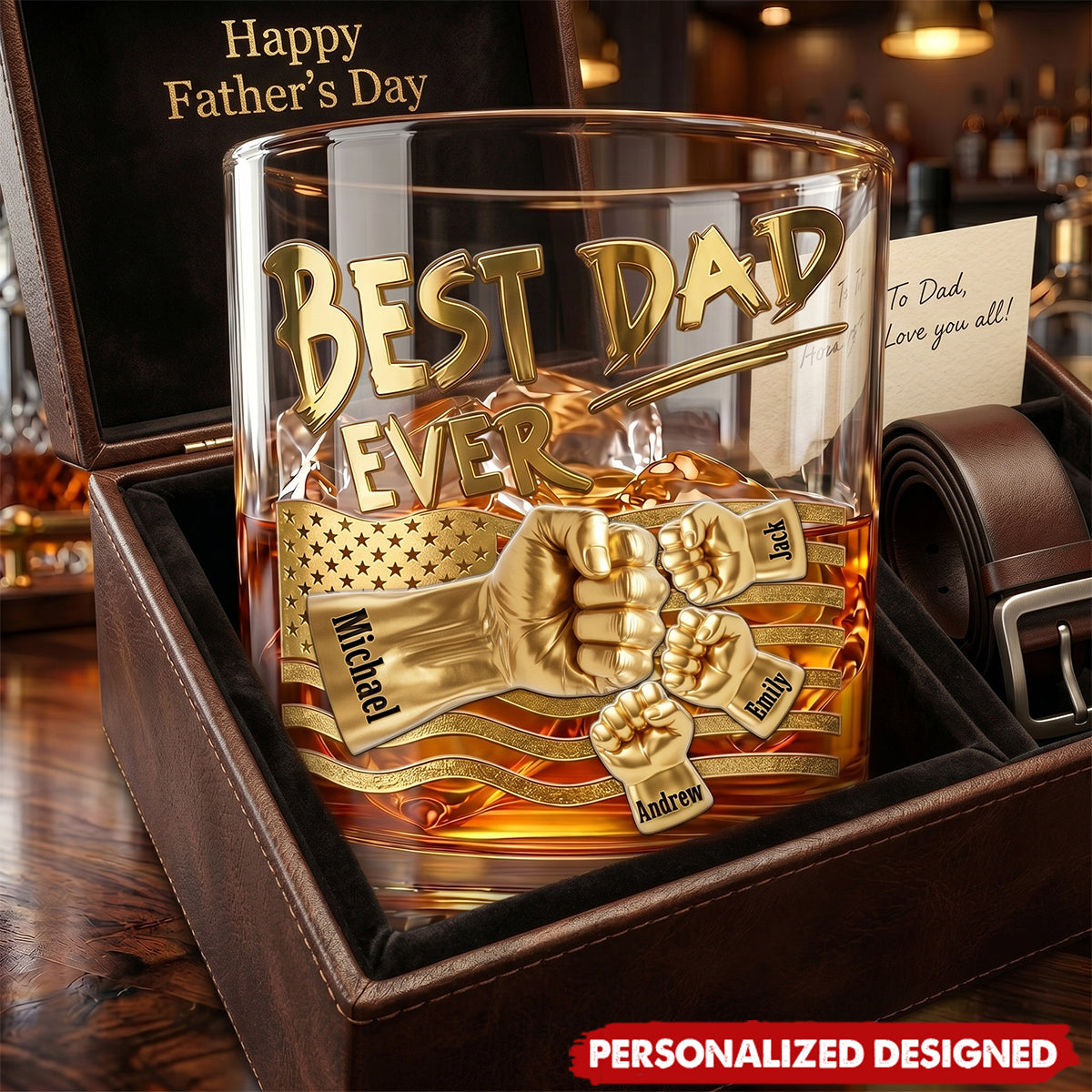 Power Fist-Personalized Whiskey Glass-Gifts For Dads