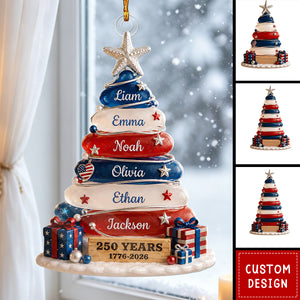 Patriotic Personalized Family Ornament 2026 - USA 250th Anniversary Gift For Family