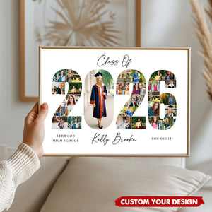 Personalized 2026 Graduation Photo Collage Poster, Class of 2026, Graduation Gift for Seniors