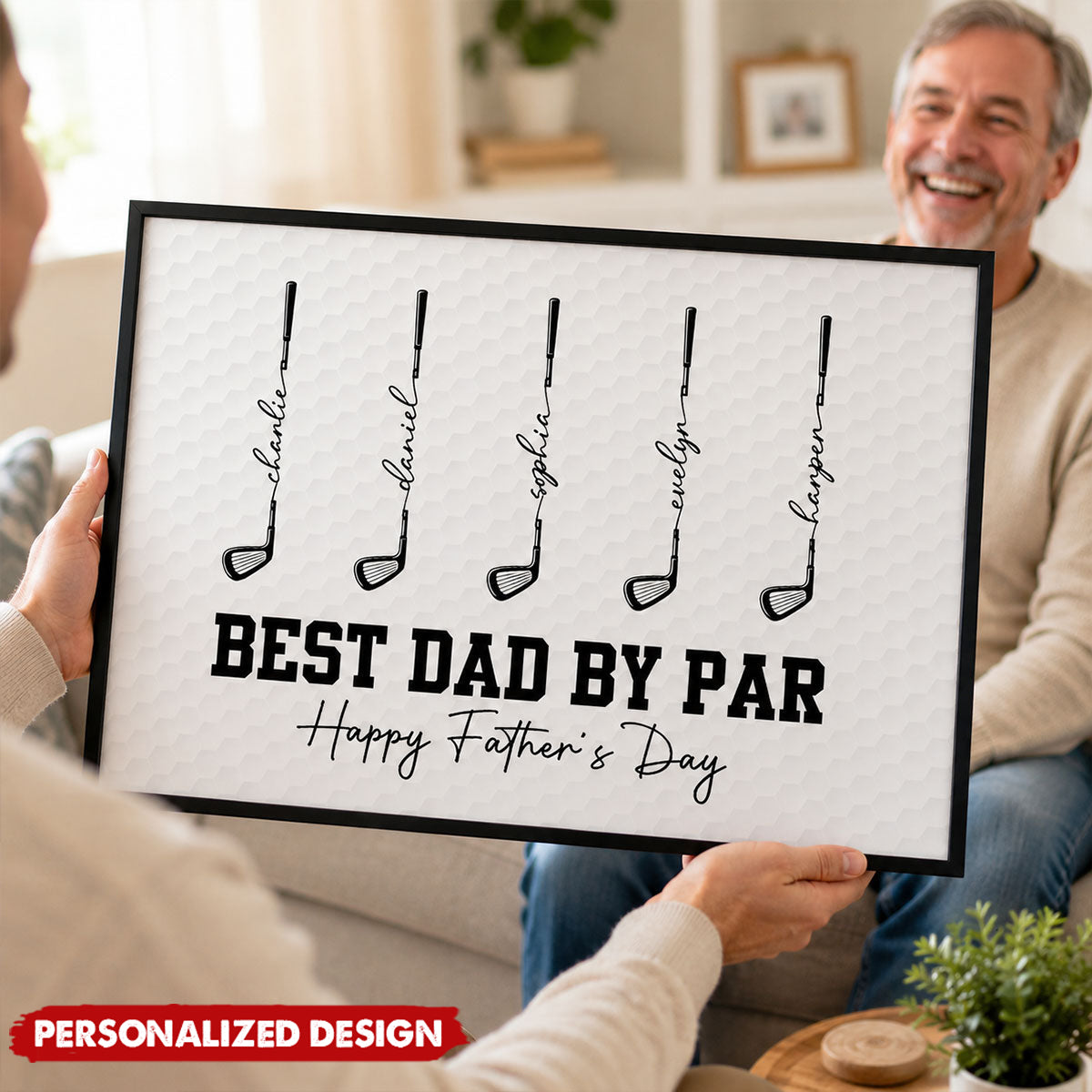 Golf Best Dad Grandpa By Par-Personalized Poster - Father's Day Gift For Dad, Grandpa