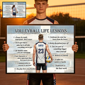 Personalized Volleyball Life Lessons Poster - Inspirational Gift for Young Volleyball Athletes & Sports Families