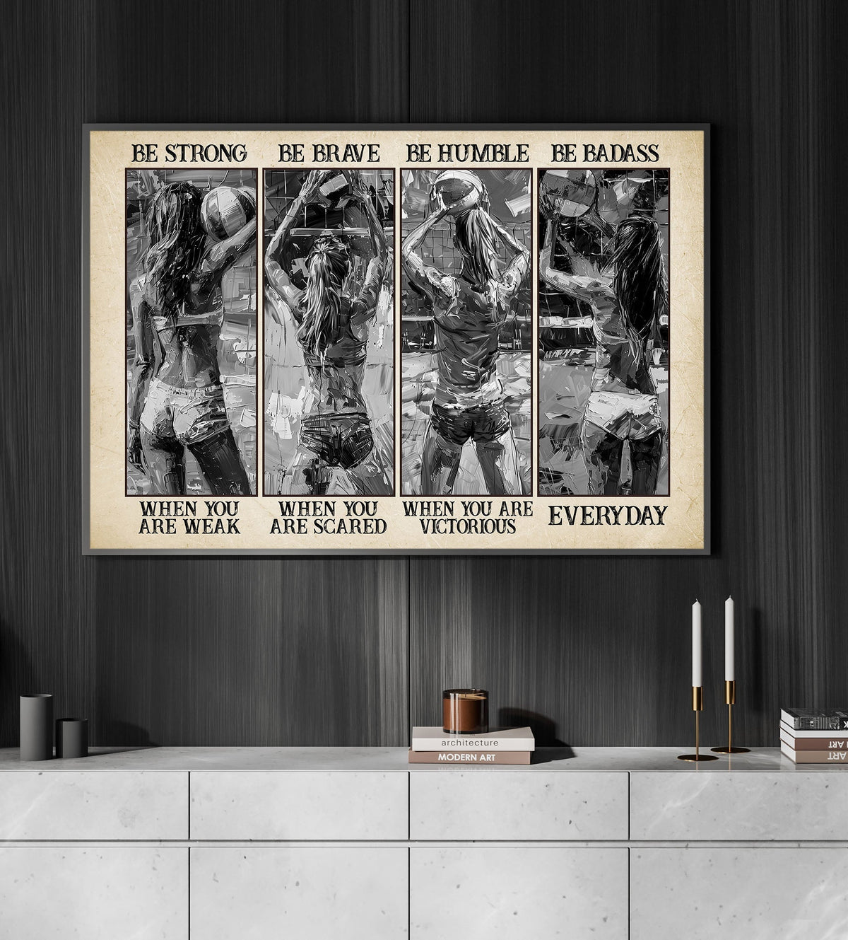 Volleyball Girl Canvas Painting, Inspirational Quotes Volleyball Wall Art Decor, Poster Gift For Volleyball Lovers