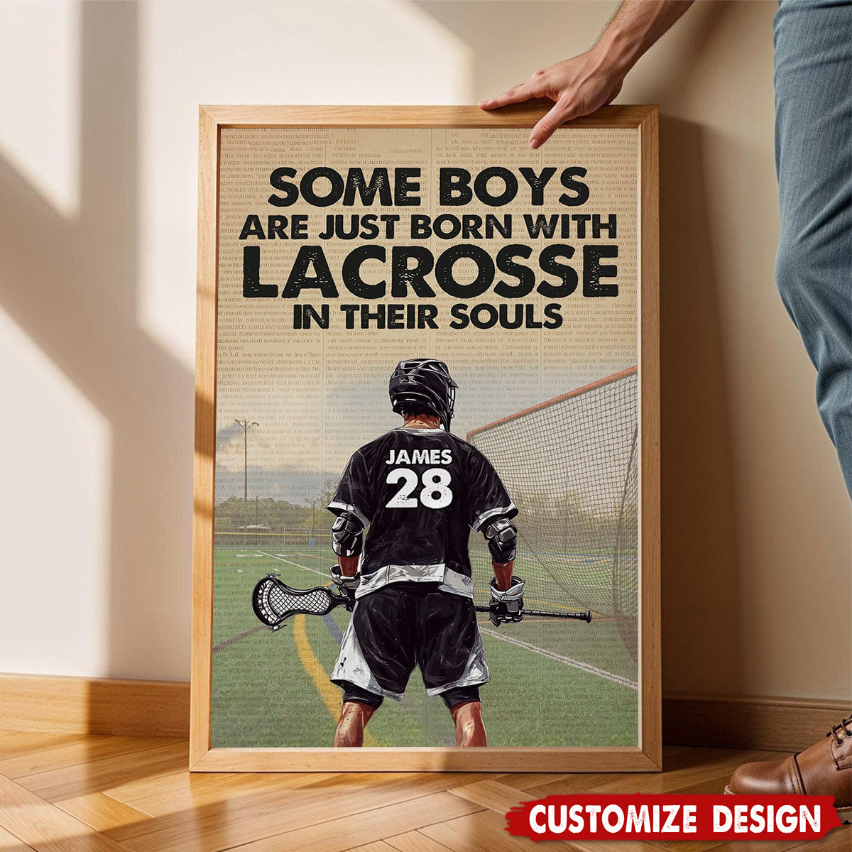 Some Boys Are Just Born With Lacrosse In Their Souls-Personalized Lacrosse Boy Poster
