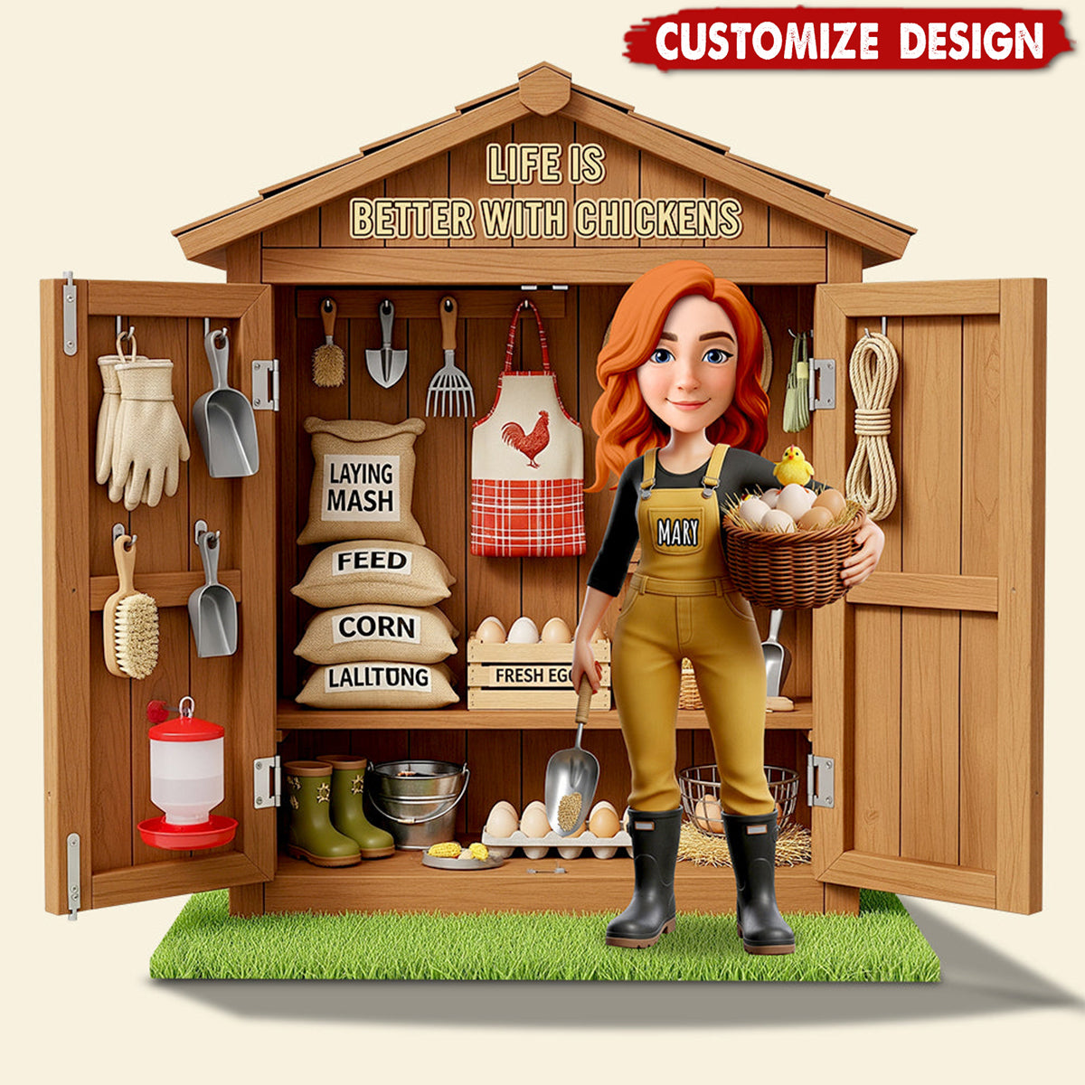 Chicken Girl Acrylic Plaque Personalized - Gifts For Farmers