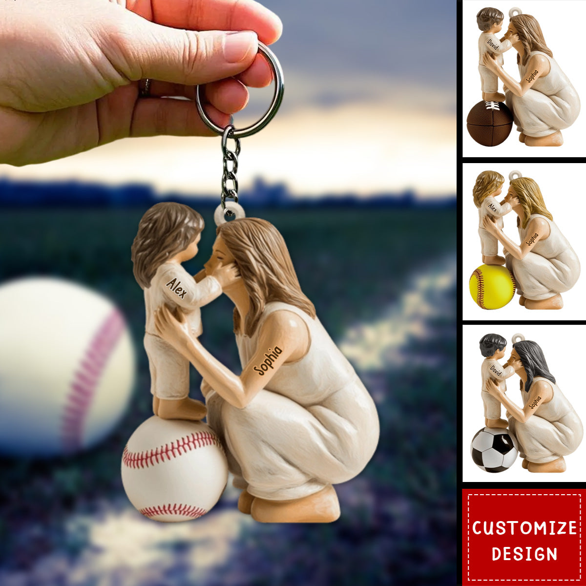 Personalized Any Sport Mom Acrylic Keychain