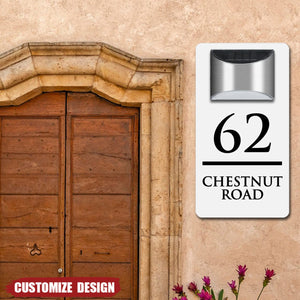 Modern Personalized House Number Address Sign With Waterproof Solar Powered LED Light