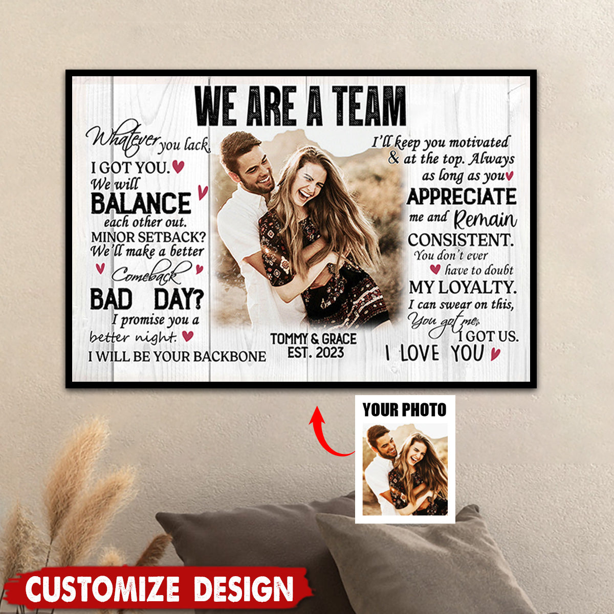 We Are A Team Personalized Couple Poster - Anniversary Gift For  Wife,Husband