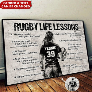 Personalized Rugby Life Lessons Poster - Gift For Rugby Lovers