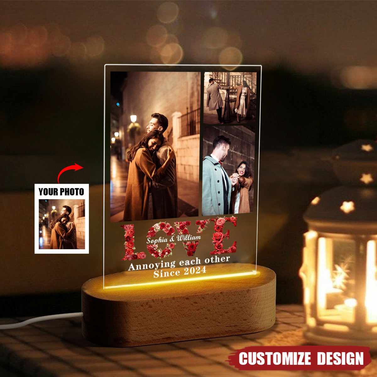 Annoying Each Other Since - Couple Personalized Shaped 3D LED Light - Gift For Couple