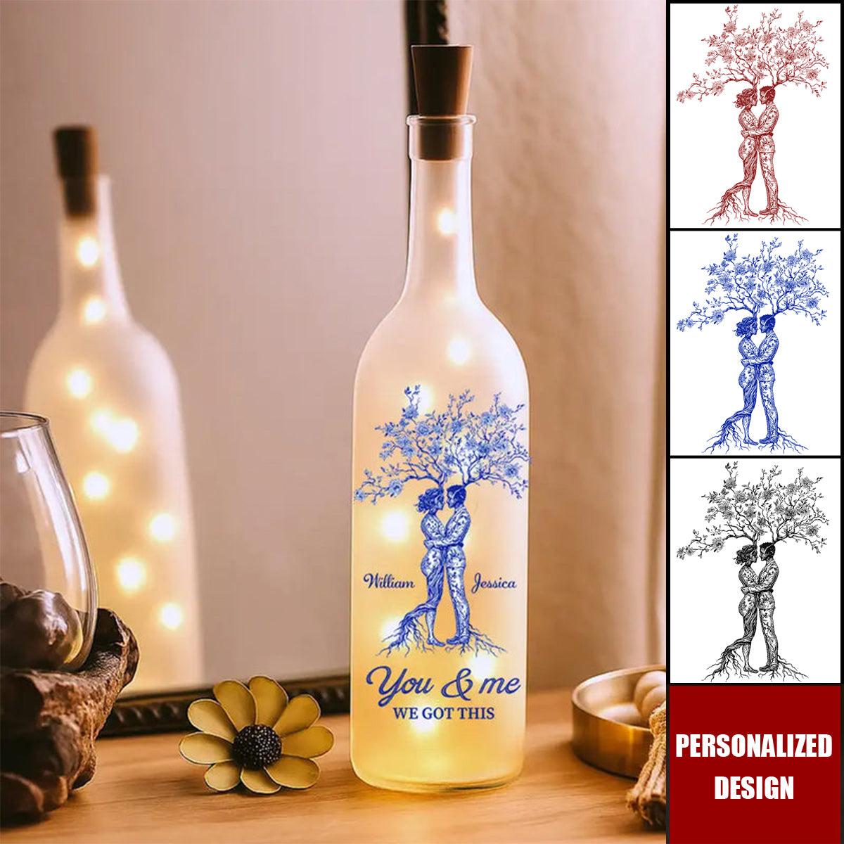 “You & Me, We Got This” Bottle Lamp-Custom Gift for Lovers, Personalized Home Décor