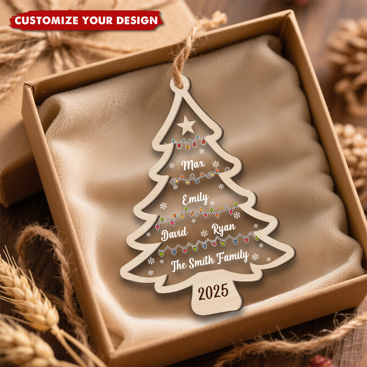 Wish You A Wonderful Christmas - Family Personalized Tree Ornament 2025
