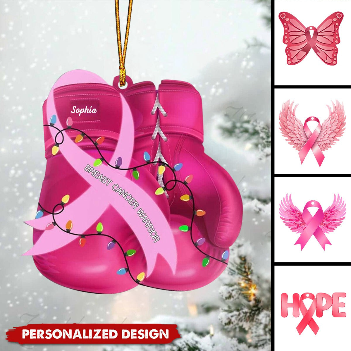 Personalized Breast Cancer Christmas Ornament-2024 New Release