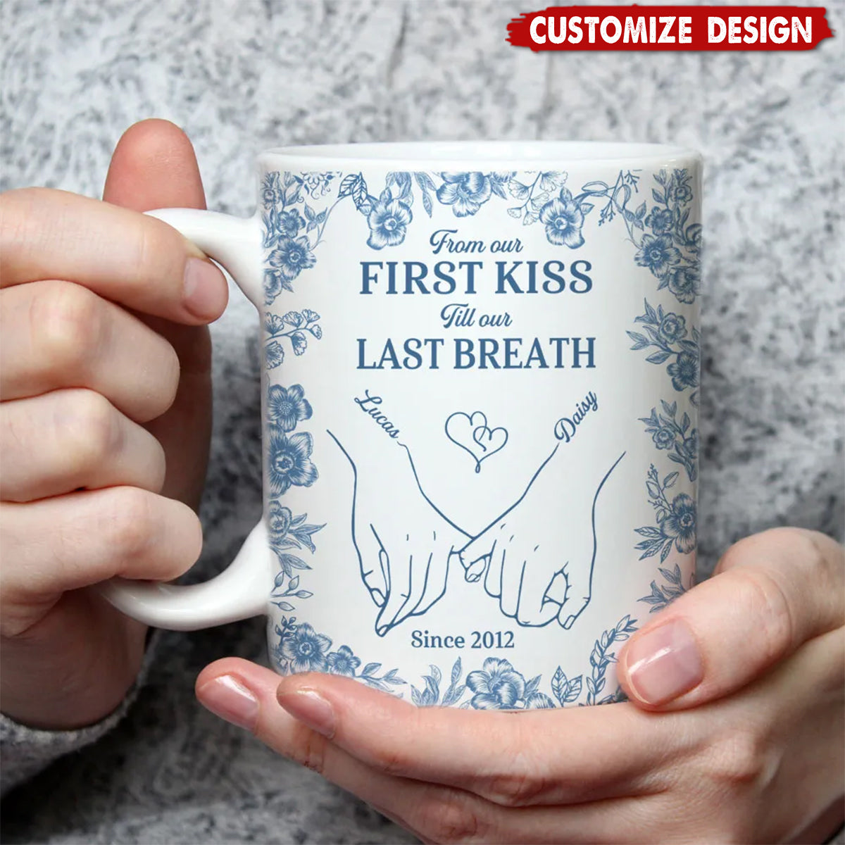 First Kiss - Personalized Custom Coffee Mug - Gift For Couple