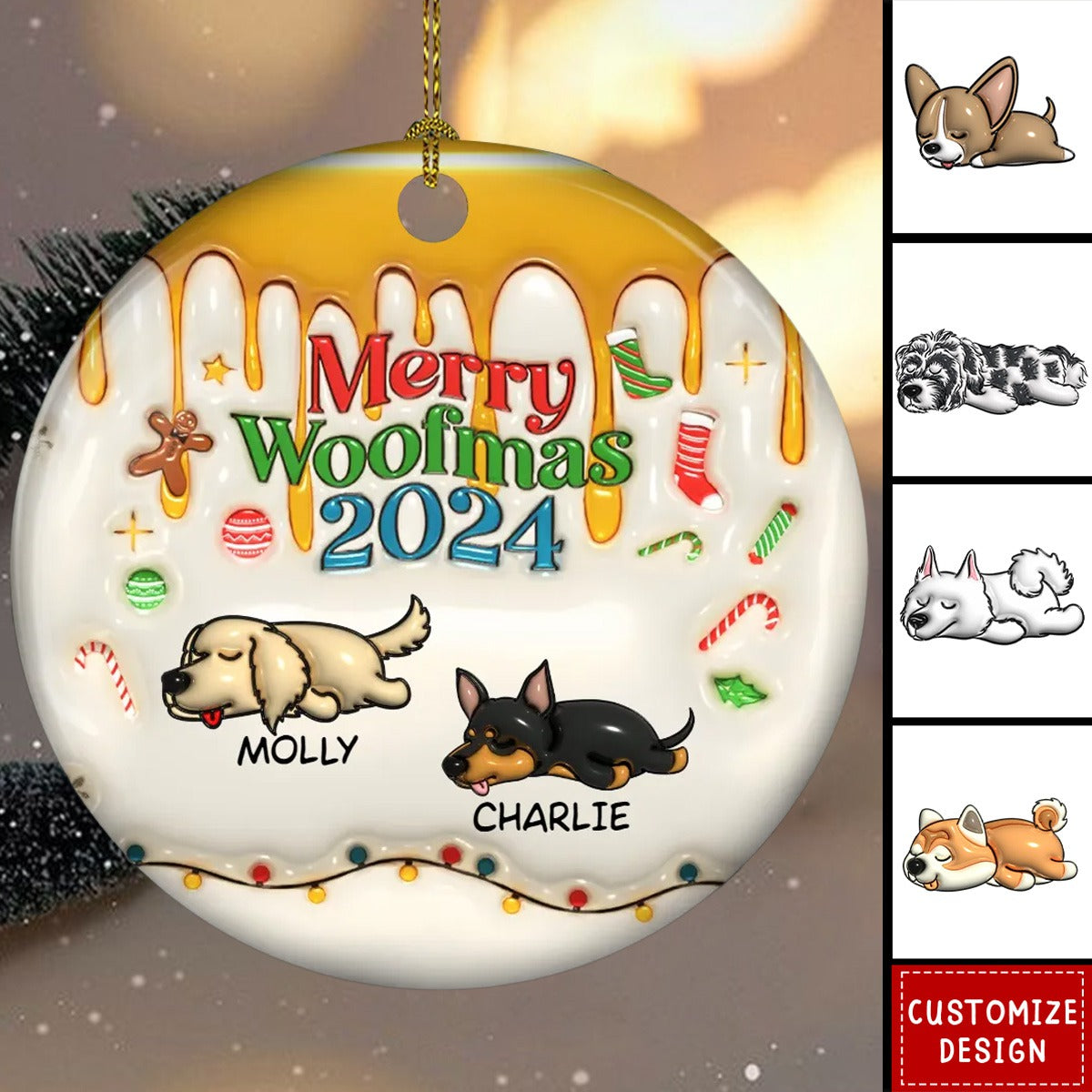 2024 New Release Happy Woofmas - Personalized Custom 3D Inflated Effect Ceramic Ornament