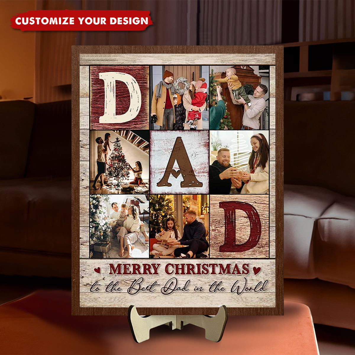 Personalized Dad Photo Collage 2-Layered Wooden Plaque-Father’s Day Gift