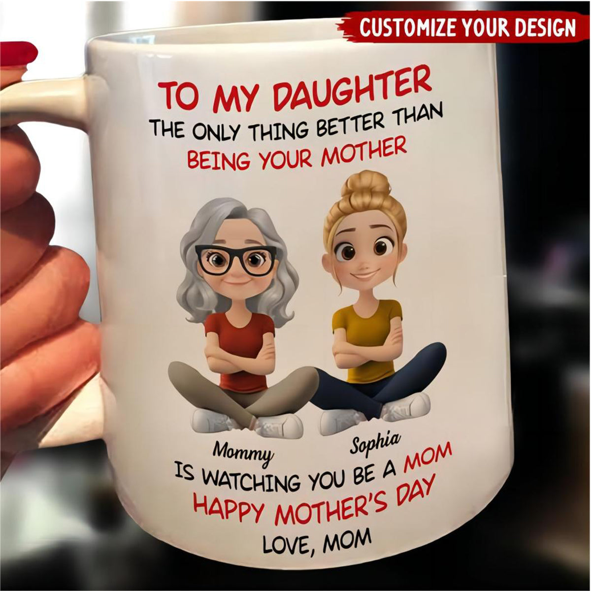 To My Daughter Cartoonize - Personalized Custom Coffee Mug