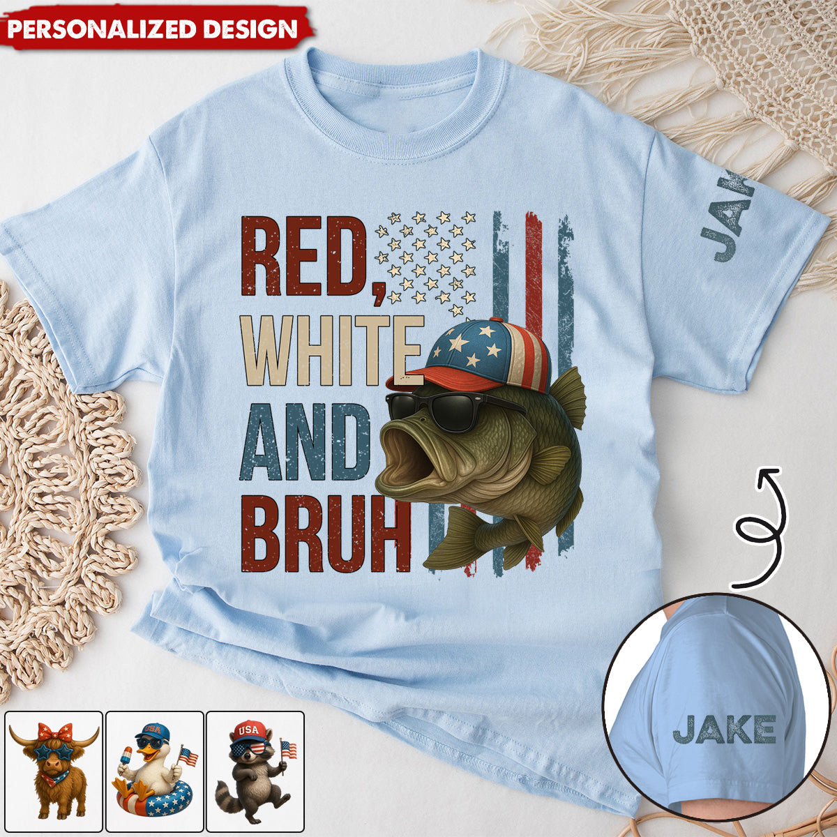 Red White And Animal Patriotic - Personalized Unisex T-Shirt