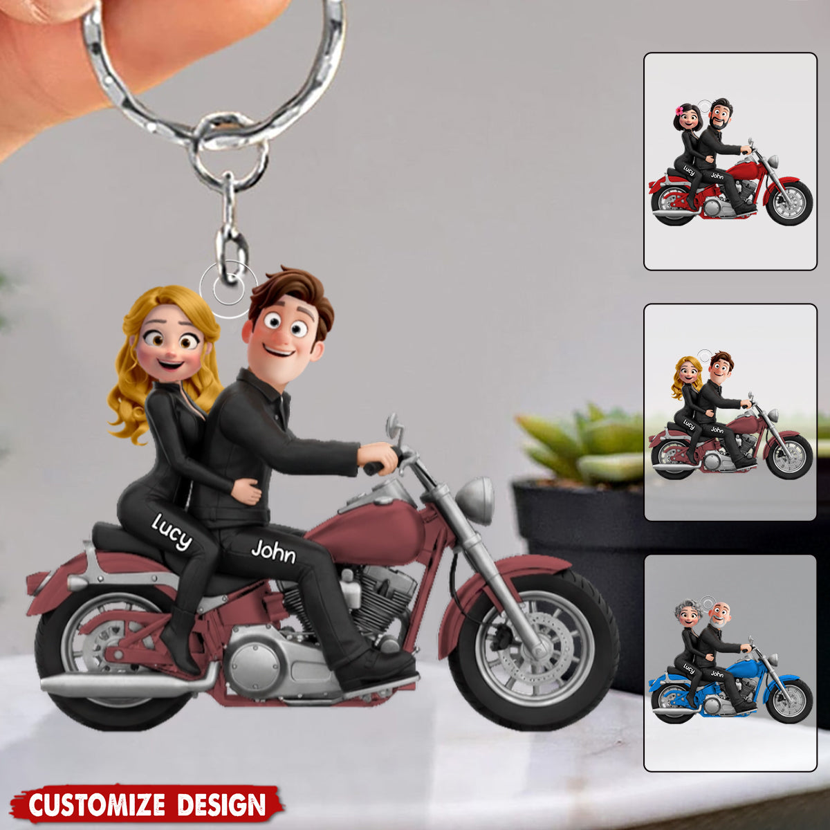 Biker Couple Acrylic Keychain - Personalized Gifts For Couples