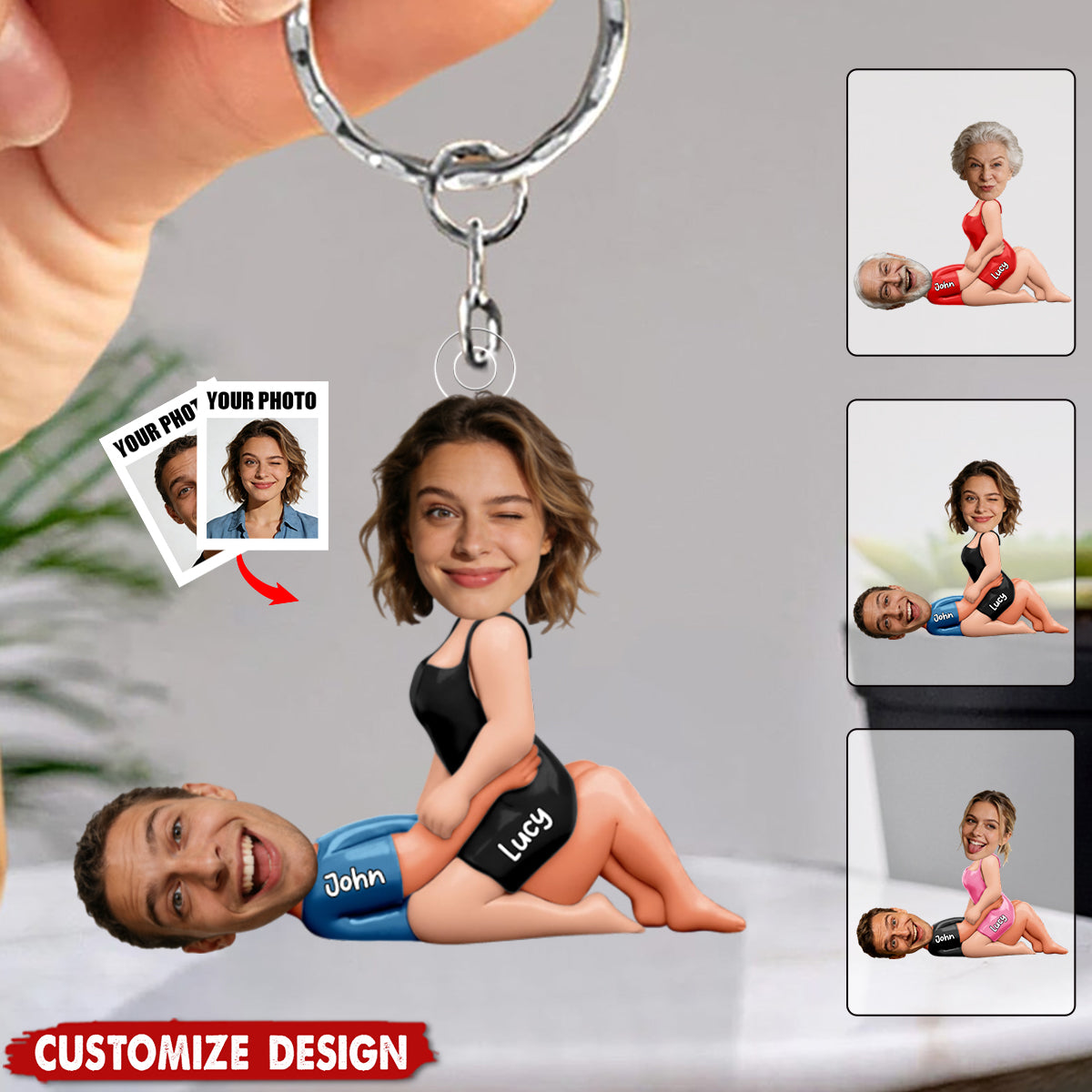 Personalized Naughty Photo AcrylicKeychain - Gifts For Couple