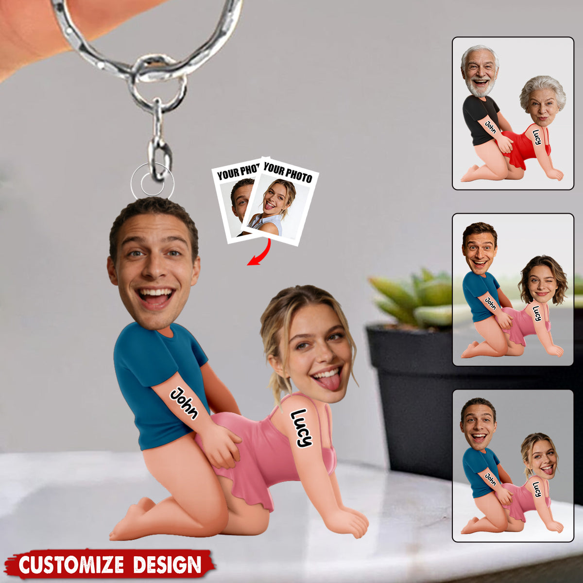 Naughty Personalized Photo Acrylic Keychain - Gifts For Couple