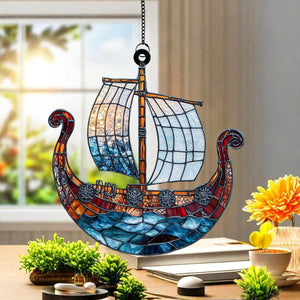 Viking Ship Acrylic Suncatcher Ornament,Christmas Ornament