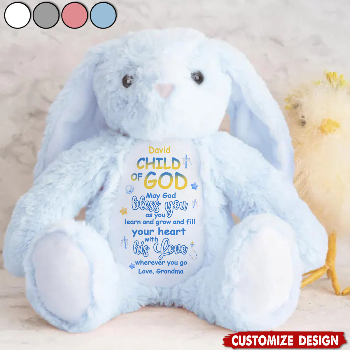 May God Bless You - Personalized Stuffed Bunny